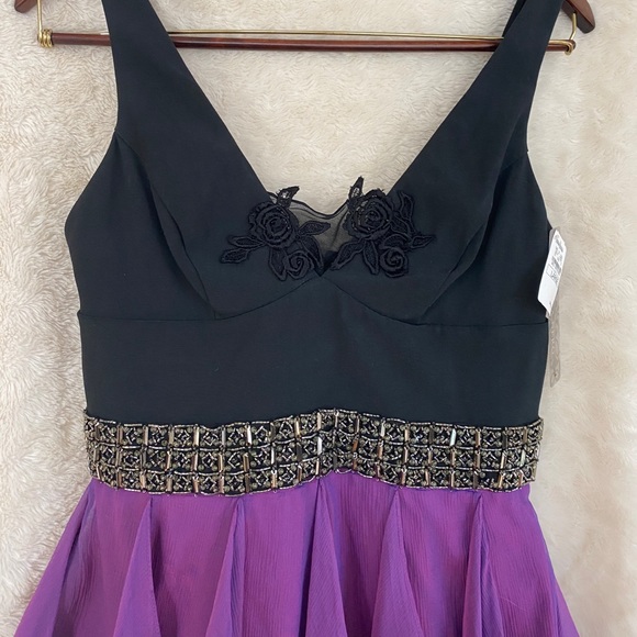 Maria by Bianca Nero Black & Purple Cocktail Dress - Picture 3 of 16